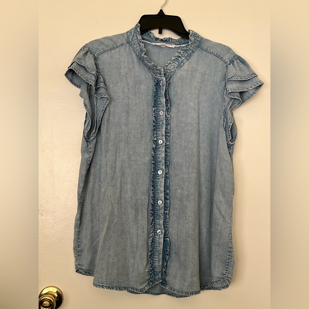 Jane + Delancey Ruffled Denim Button-Up Blouse - Women’s size XL